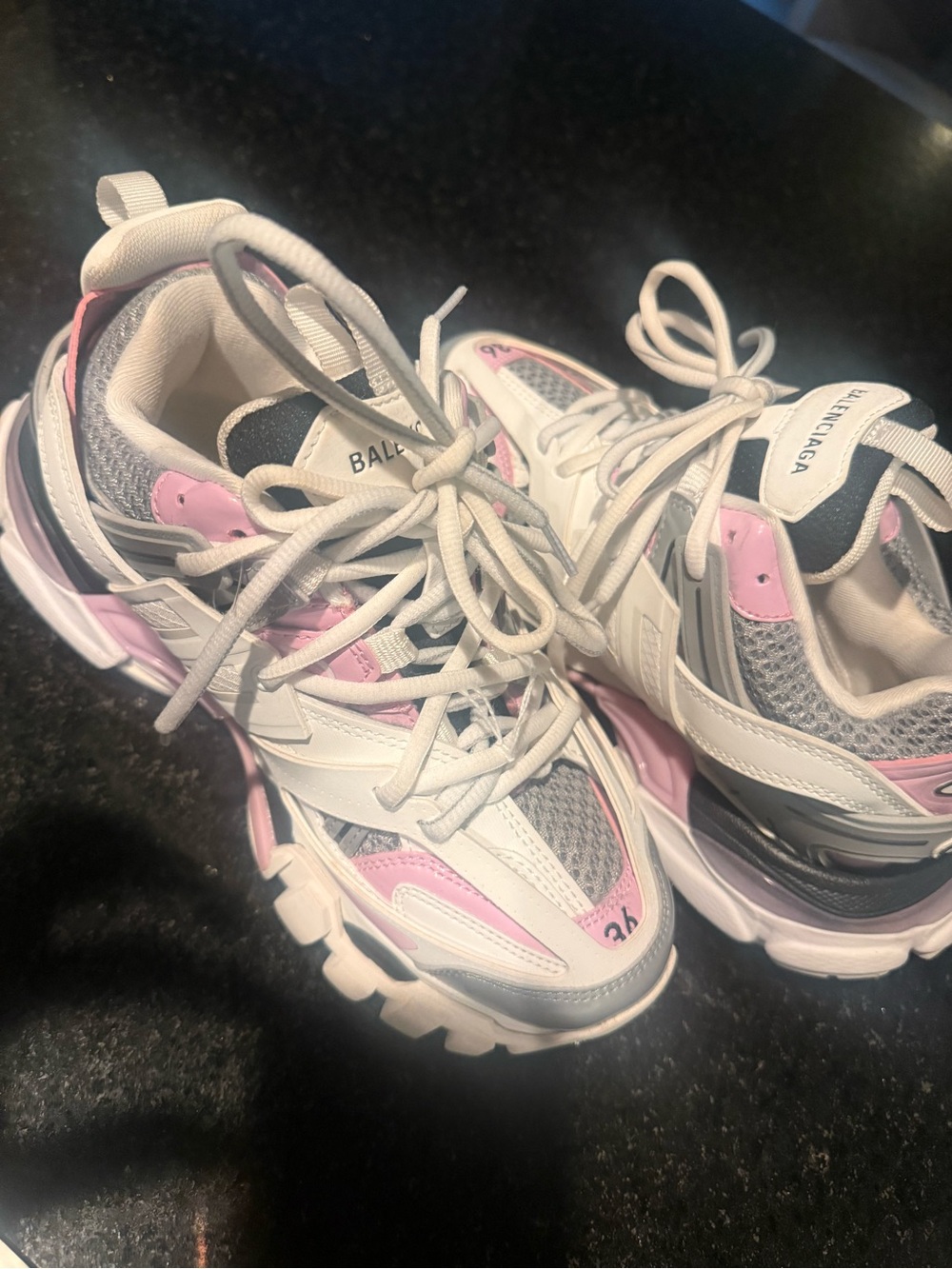 Balenciaga Women's Multi-Panel Pink, White & Gray Chunky Sneakers